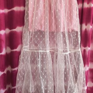 Pink Sheer Polka Dot Skirt